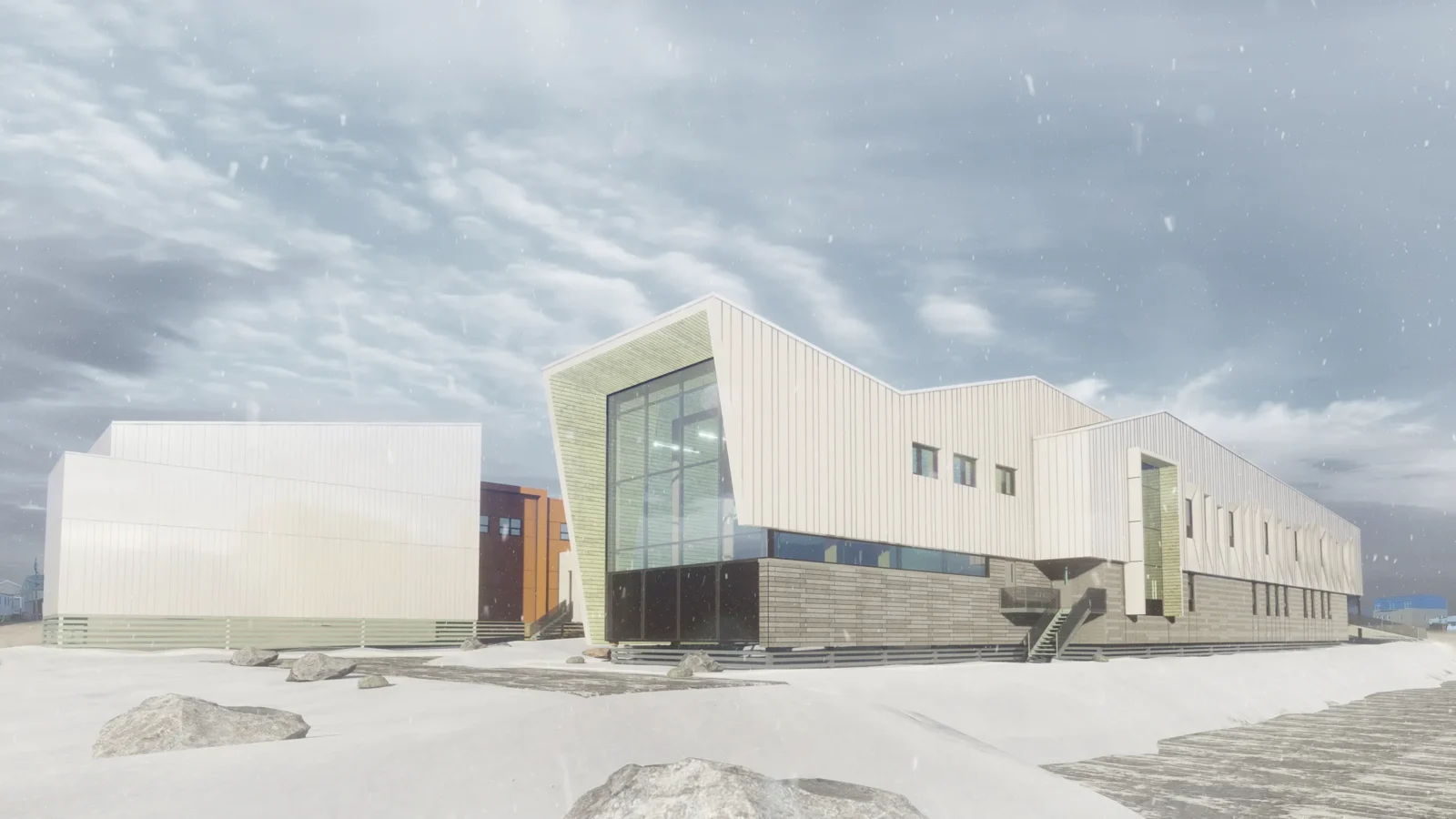 Rendu architectural 3D de l'école Tukisiniarvik à Akulivik